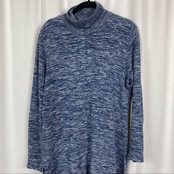 Soft Surroundings Blue Space Dye Long Sleeve Hi-Lo Sweater Dress Sz.S - Picture 3 of 14
